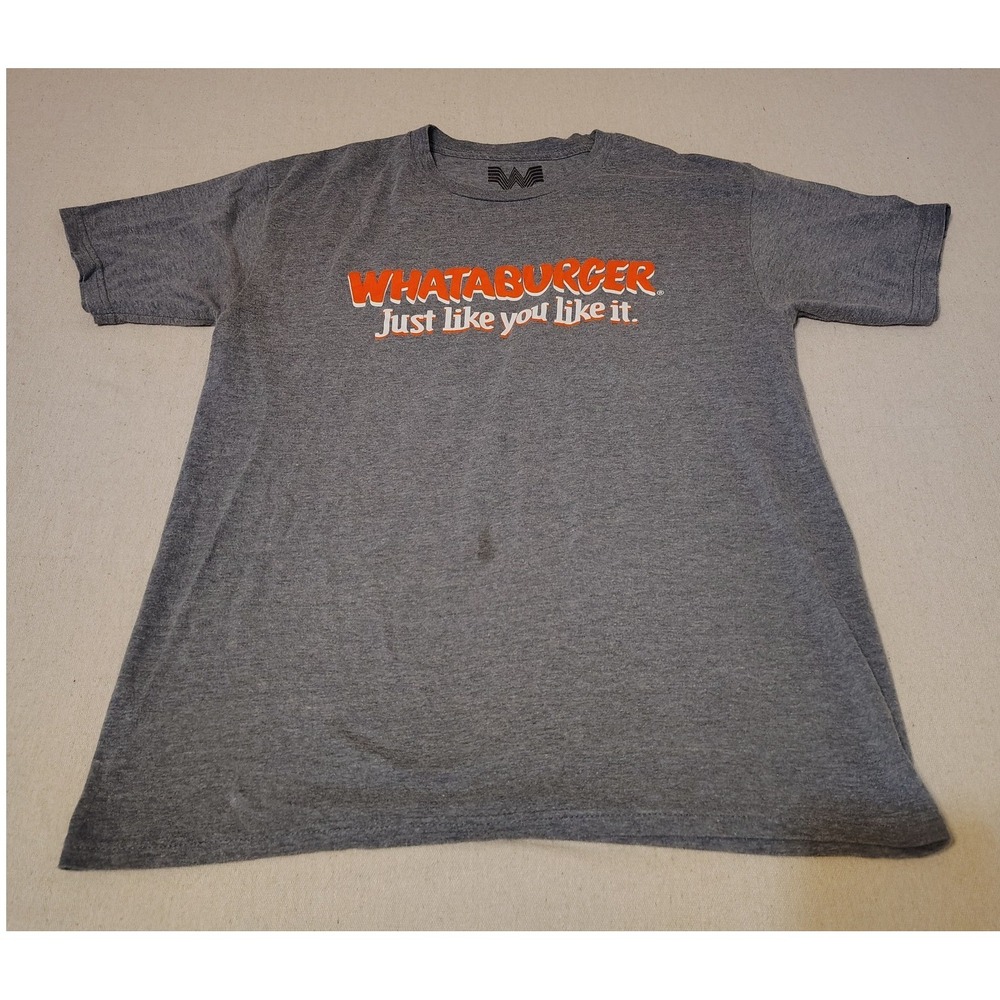 Whataburger Empolyee T Shirt Gray Orange Logo Tee Short‎ Sleeve Mens L SS
